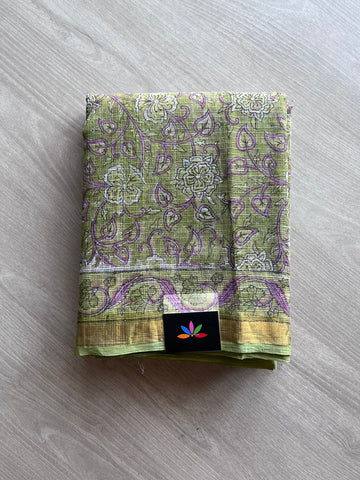 Handblock Printed Kota Doria Saree -10689-10690