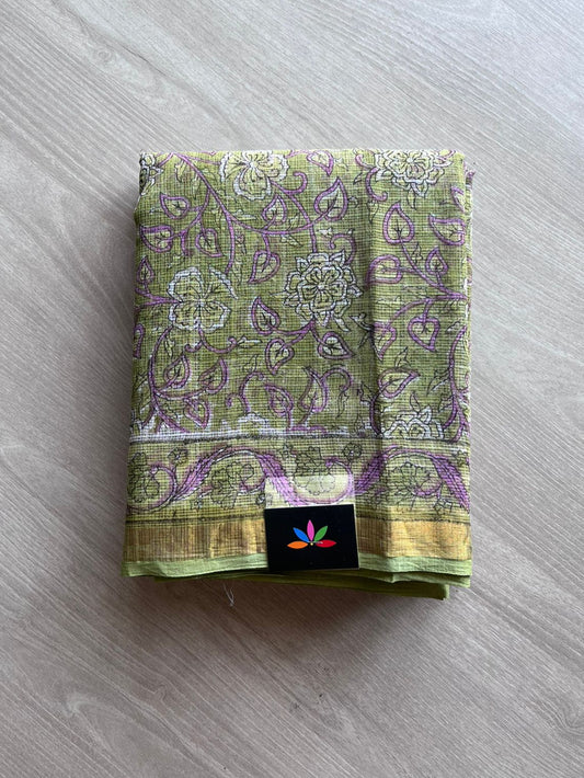 Handblock Printed Kota Doria Saree -10689-10690