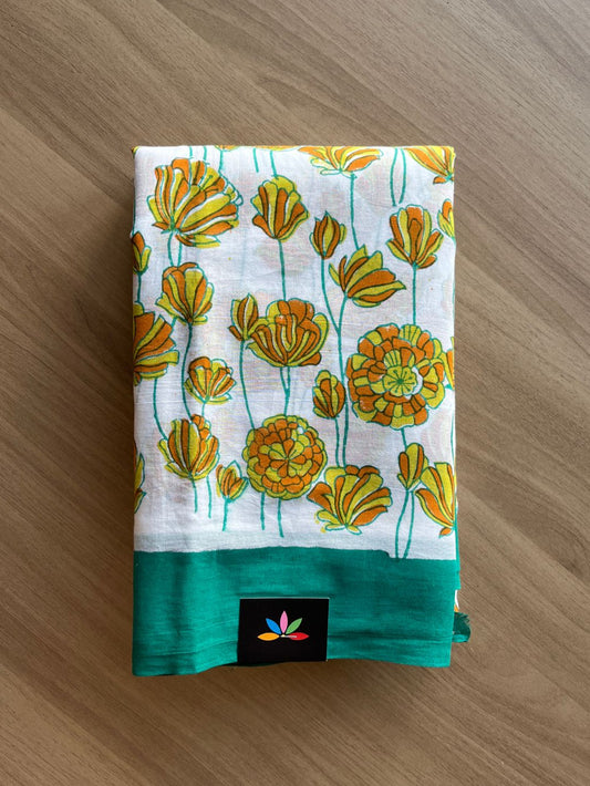 Handblock Printed Mul Cotton Saree-19455-19456