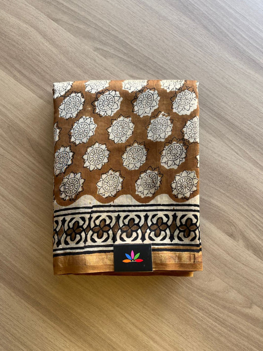 Handblock Printed Chanderi Silk Cotton Saree -10139