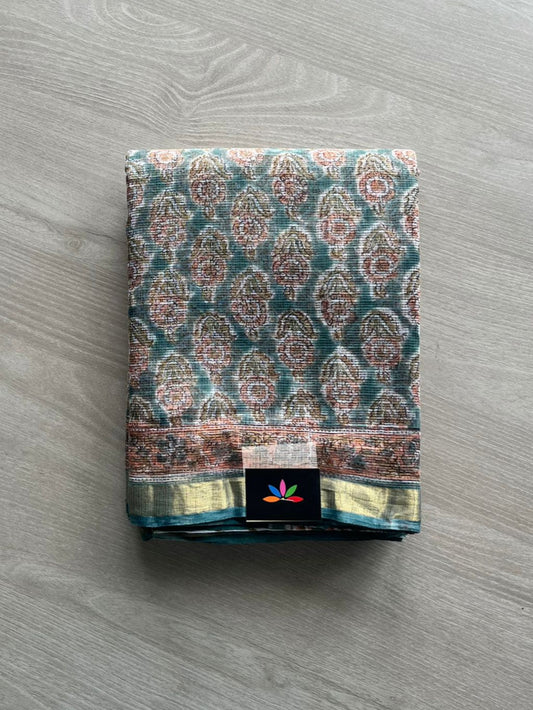 Handblock Printed Kota Doria Saree -10701-10702
