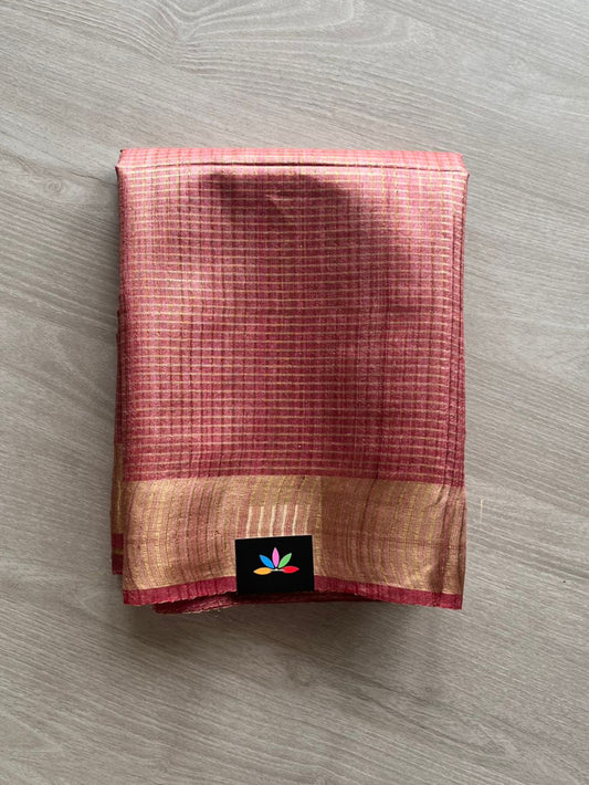 Small Zari Checked Tussar Silk Saree-12718