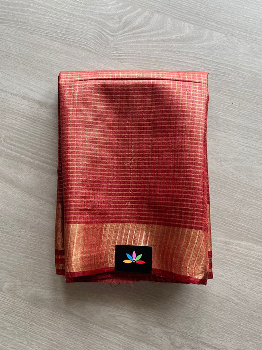 Small Zari Checked Tussar Silk Saree-12720