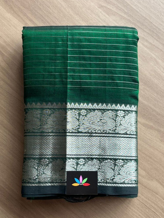 Stripped Traditional Border Handloom Mangalagiri Silk Cotton Saree-14264