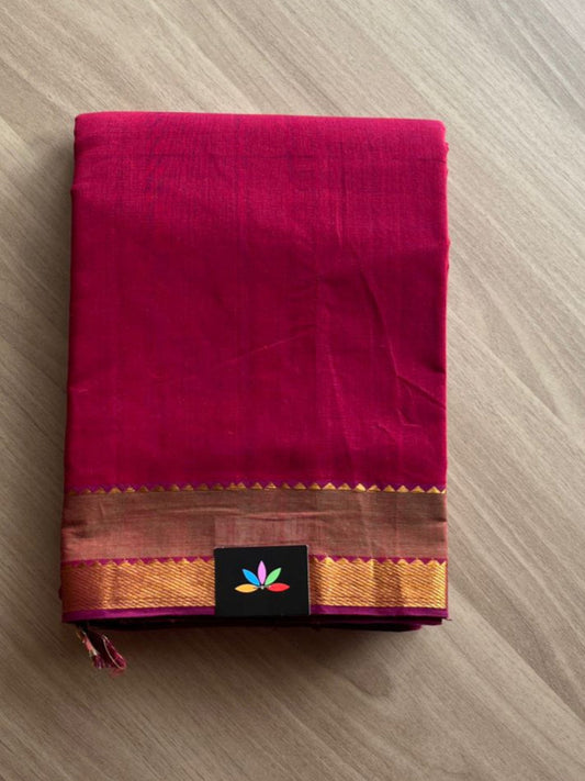 Handwoven Contrast Border Mangalagiri Cotton Saree -14807-14809