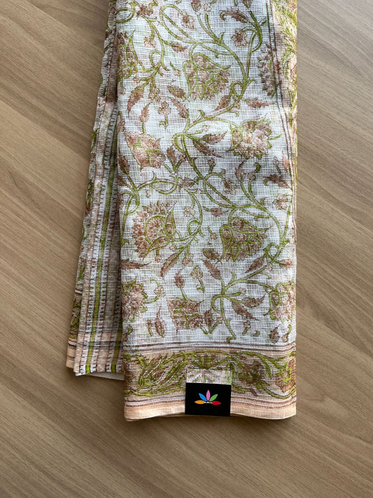 Block Printed Kota Doria Saree (Without Blouse) -15184