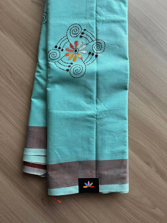 Kantha Stitch Cotton Saree -15226