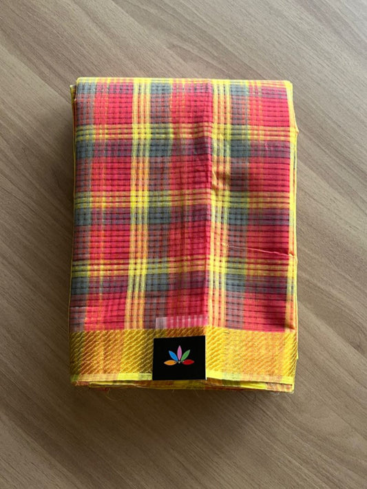 Checked Missing checks Handloom Mangalagiri Cotton Saree -15275