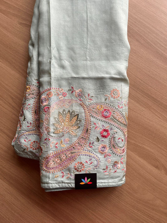 Embroidered Pure Tussar Silk Saree -15278