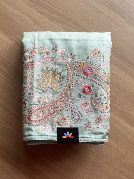 Embroidered Pure Tussar Silk Saree -15278