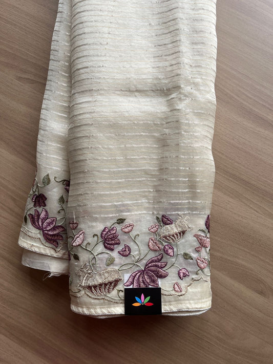 Exclusive Pichwai Embroidered Pure Organza Silk Saree -15281