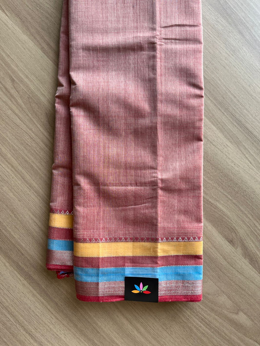 Handwoven Contrast Border Mangalagiri Cotton Saree -15309