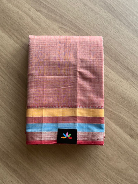 Handwoven Contrast Border Mangalagiri Cotton Saree -15309