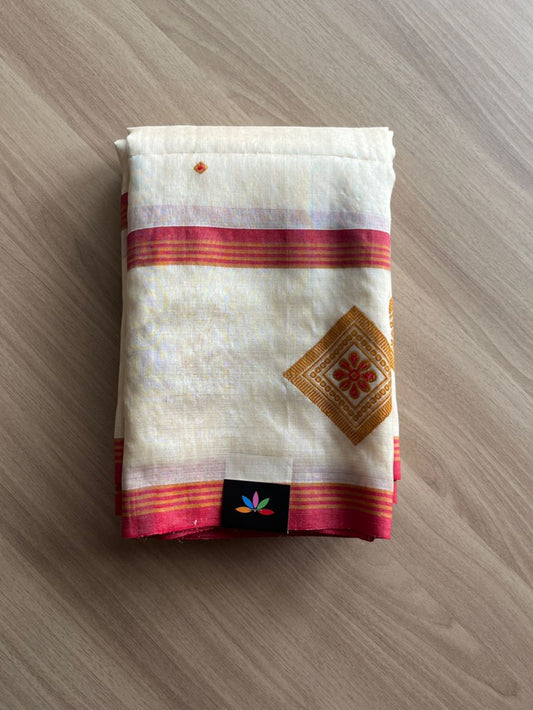 Handwoven Tussar Silk Minkari Jamdani Saree -15595-15596