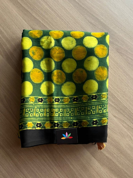 Handblock Printed Special Design Ajrakh Modal Silk Saree -16606