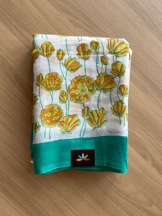 Handblock Printed Mul Cotton Saree-17007-17009