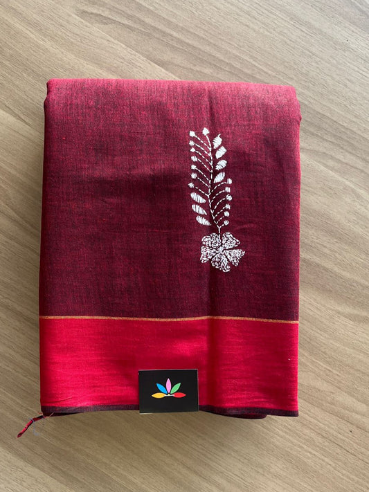 Kantha Stitch Cotton Saree -17502