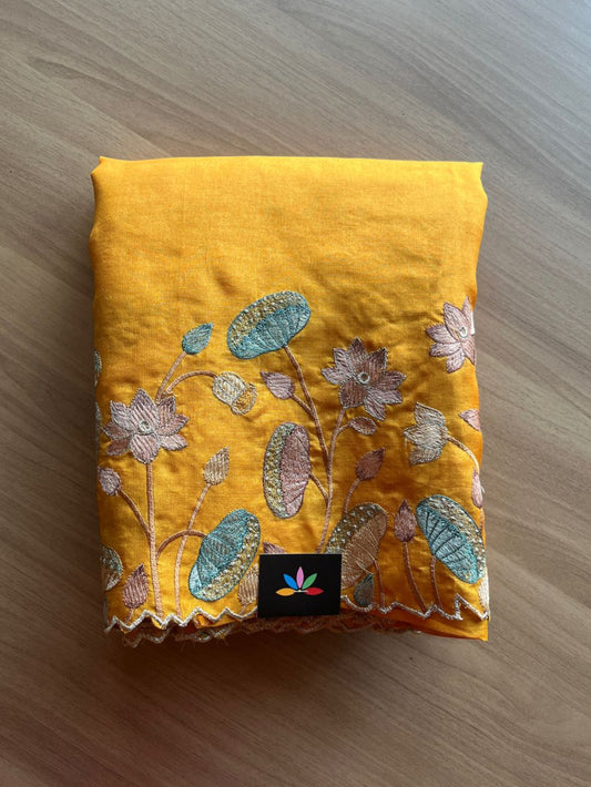Embroidered Pure Tussar Silk Saree -17525