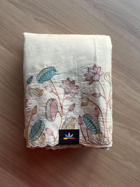Embroidered Pure Tussar Silk Saree -17526