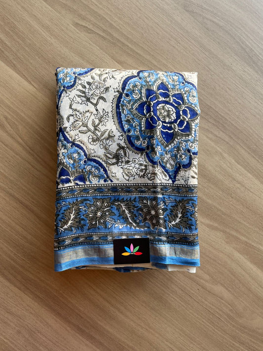 Handblock Printed Chanderi Cotton Silk Saree -17549-17550