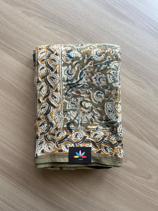 Handblock Printed Kalamkari Mul Cotton Saree -17604-17605