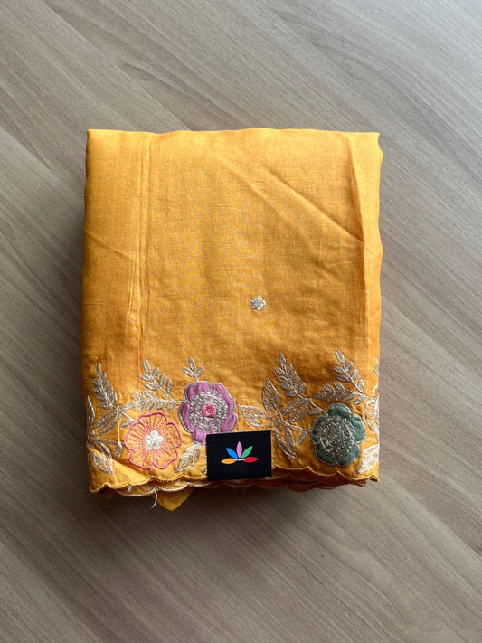 Designer Scallop Border Pure Tussar Silk Saree -18008