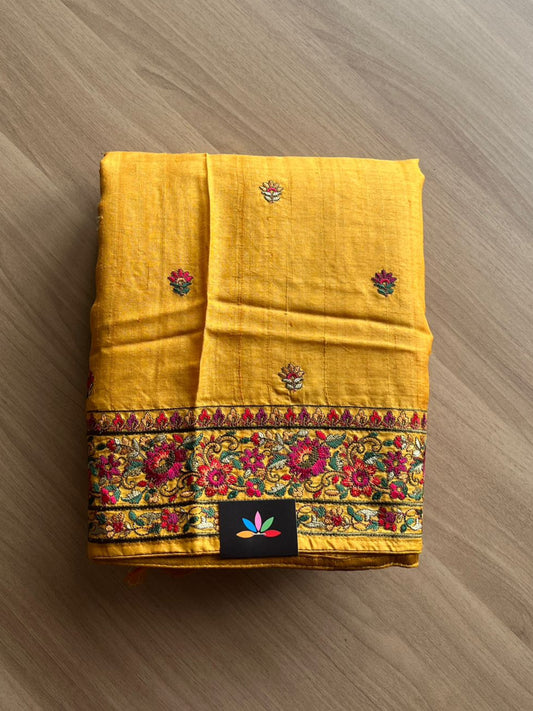 Embroidered Pure Tussar Silk Saree -18010