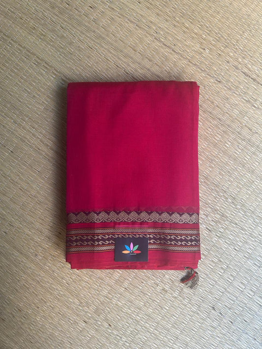 Handloom Small Border Narayanpet Cotton Saree -18555