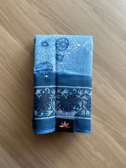 Handblock Printed Mirror Work Kota Cotton Saree-18571