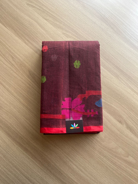 Handwoven Bengal Jamdani Cotton Saree (Starched)-19006