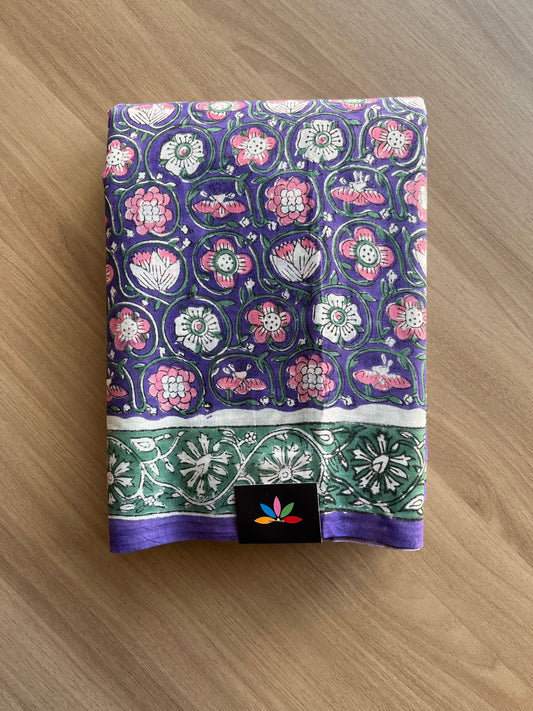 Handblock Printed Mul Cotton Saree -19014 -19015
