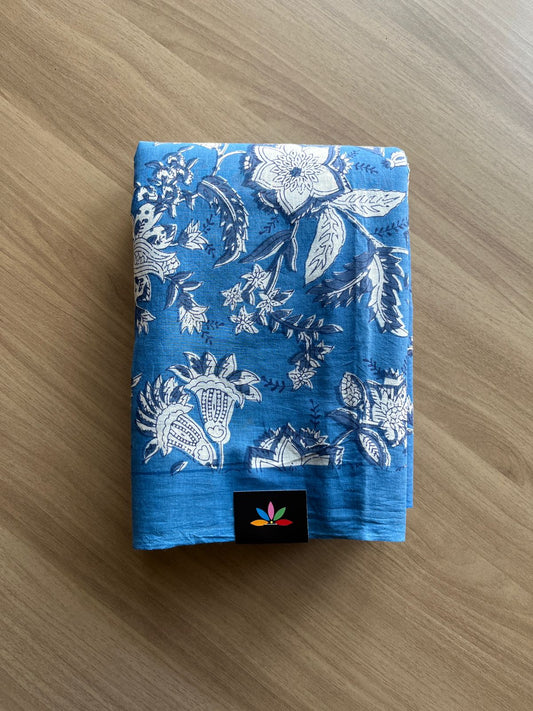 Handblock Printed Mul Cotton Saree -19022 -19023