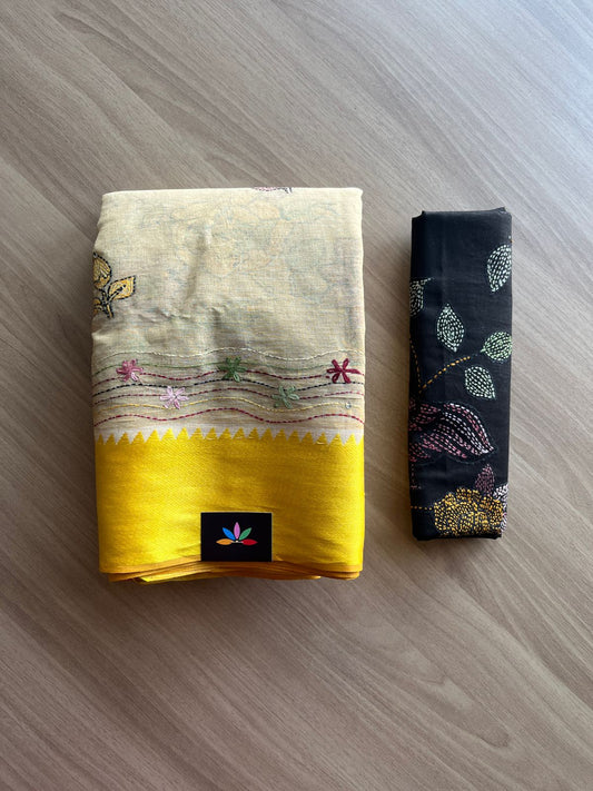 Lambani Cotton Silk Saree with Contrast Border-19050