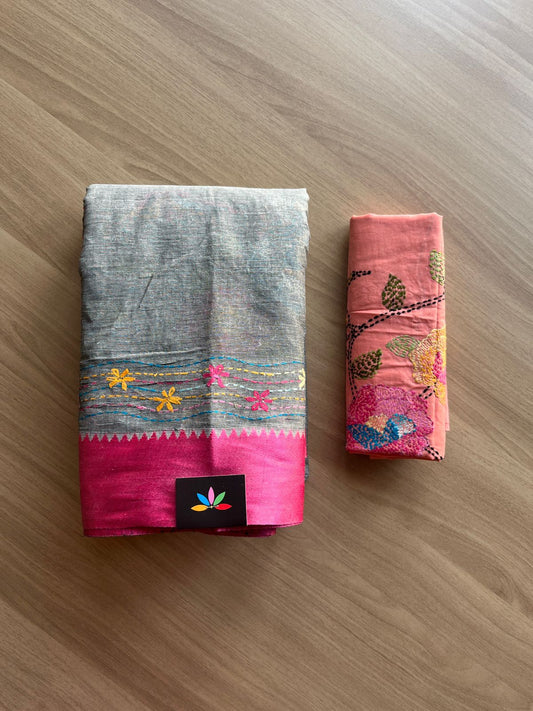 Lambani Cotton Silk Saree with Contrast Border-19051