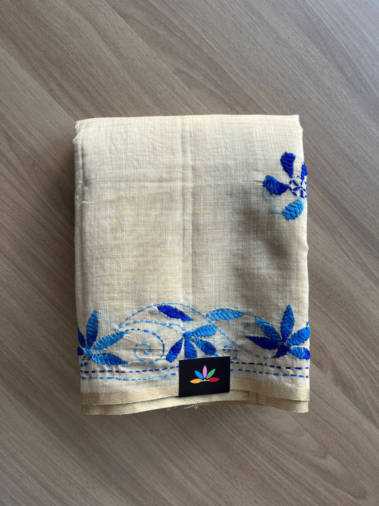 Semi Tussar Kantha Stitch Saree -19054