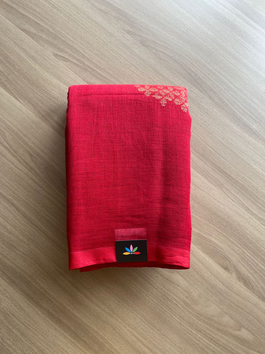 Floral Weave Linen Jamdani Saree- 19085-19086