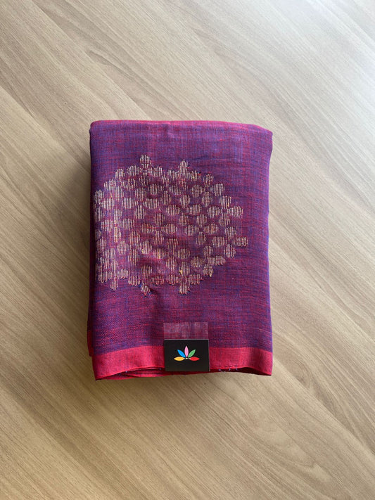 Floral Weave Linen Jamdani Saree- 19087-19088