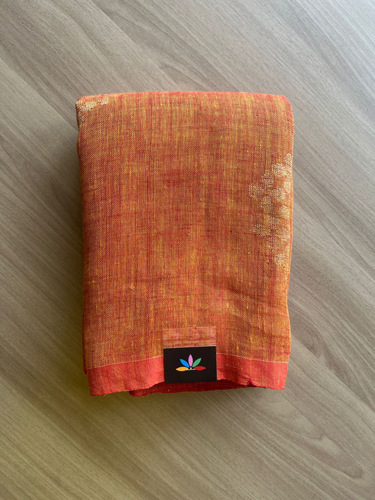 Floral Weave Linen Jamdani Saree- 19089-19090