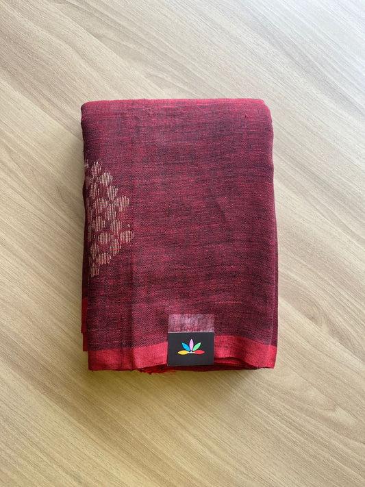 Floral Weave Linen Jamdani Saree- 19091-19092