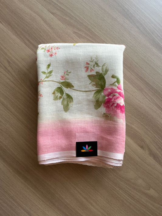 Digital Printed Linen Saree -19133