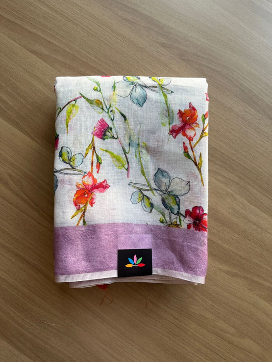 Digital Printed Linen Saree -19142