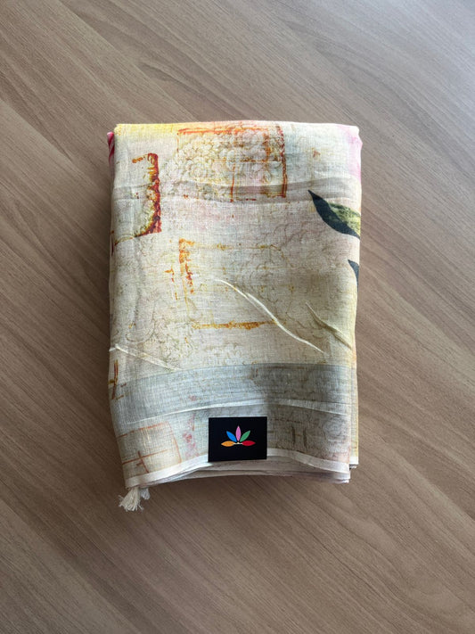 Digital Printed Linen Saree -19149