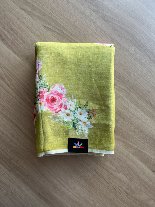 Digital Printed Linen Saree -19150