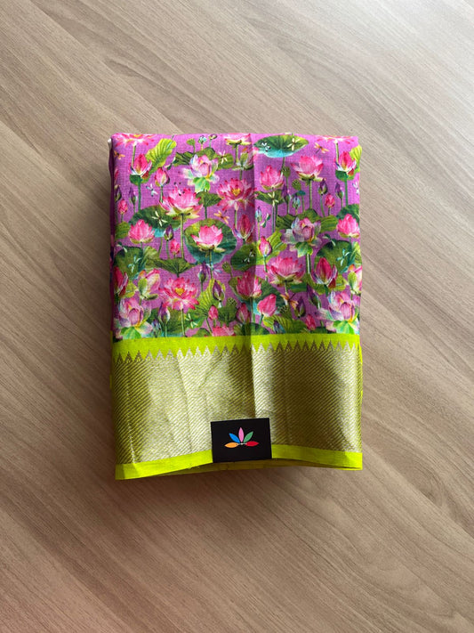 Pichwai Digital Printed Mangalagiri Silk Cotton Saree-19205