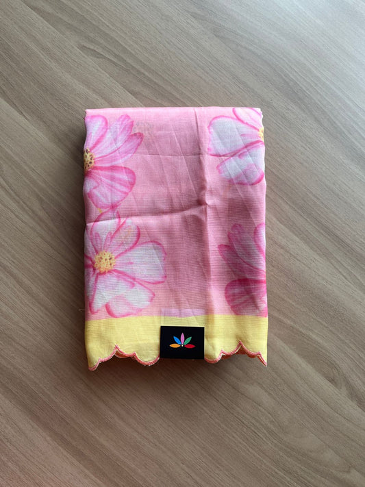 Scallop Border Digital Printed Mangalagiri Silk Cotton Saree-19209