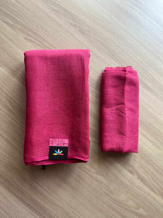 Handloom Multicolour Fine Linen Saree -19329