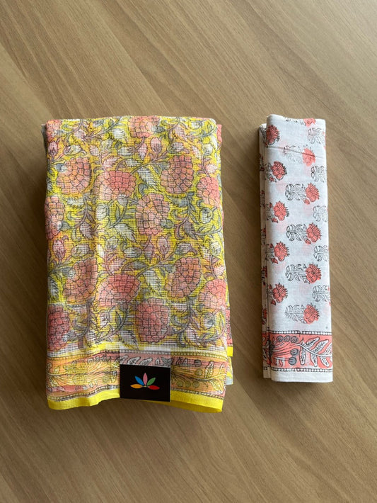 Handblock Printed Kota Doria Saree -19333