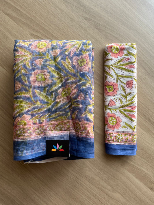 Handblock Printed Kota Doria Saree -19336