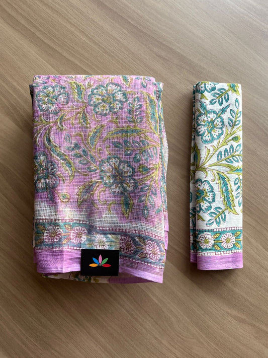 Handblock Printed Kota Doria Saree -19338