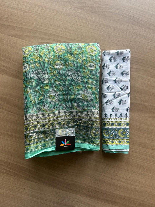 Handblock Printed Kota Doria Saree -19341